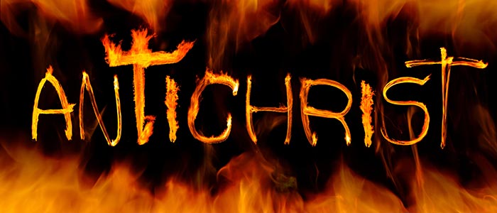 Antichrist Schriftzug aus Feuer
